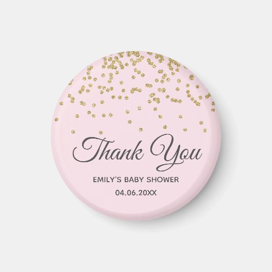 Niedlich Blush Pink Gold Glitzer Danke Baby Dusche Magnet (Vorne)