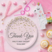 Niedlich Blush Pink Gold Glitzer Danke Baby Dusche Pappteller (Party)