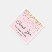Niedlich Blush Pink Gold Glitzer Danke Baby Dusche Serviette (Ecke)
