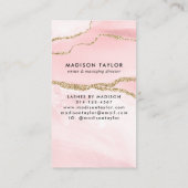 Niedlich Blush Pink Gold Glitzer Marbour Agate Mon Visitenkarte (Rückseite)