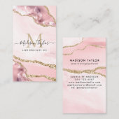 Niedlich Blush Pink Gold Glitzer Marbour Agate Mon Visitenkarte (Vorne/Hinten)