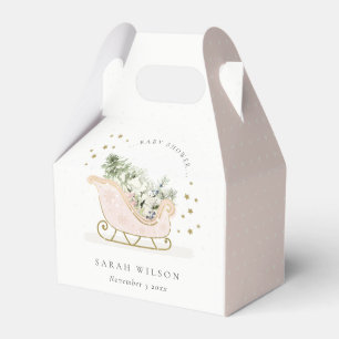 Niedlich Blush Pink Gold Winter Schlitten Baby Dus Geschenkschachtel