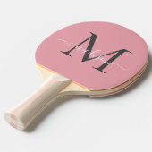 Niedlich Blush Pink Gray Monogram Eleganter Skript Tischtennis Schläger (Vorderseite)