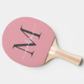 Niedlich Blush Pink Gray Monogram Eleganter Skript Tischtennis Schläger (Seitenansicht)