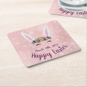 Niedlich Blush Pink Happy Ostersonne Rechteckiger Pappuntersetzer (angewinkelt)