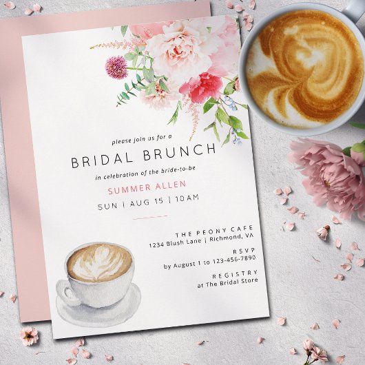 Niedlich Blush Pink Kaffee Peony Garden Bridal Bru Einladung