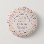 Niedlich Blush Pink Little Pumpkin Baby Dusche Button (Vorderseite)