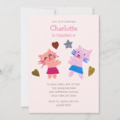 Niedlich Blush Pink Papier sammelt Katzen und Gesc Einladung (Vorderseite)