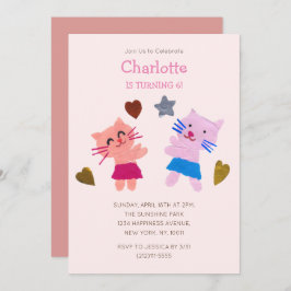 Niedlich Blush Pink Papier sammelt Katzen und Gesc Einladung