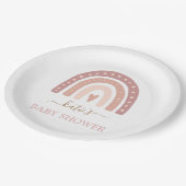 Niedlich Blush Pink Rainbow Girl Babydusche Pappteller (Schrägansicht)