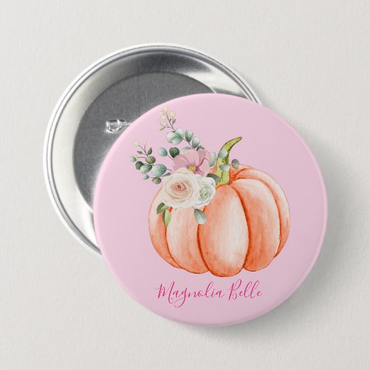 Niedlich Blush Pink Spring Floral Little Pumpkin N Button (Vorne & Hinten)
