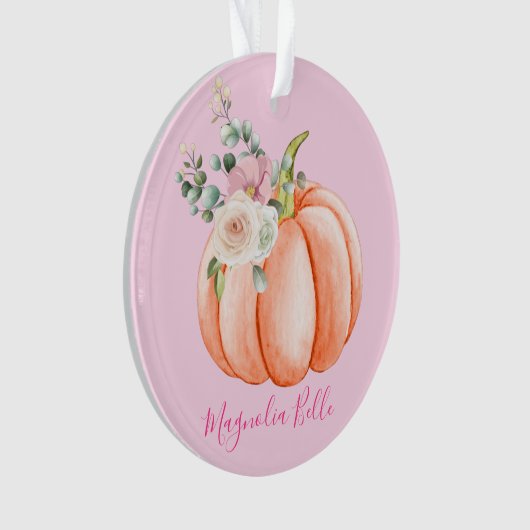 Niedlich Blush Pink Spring Floral Little Pumpkin N Ornament (Vorderseite)