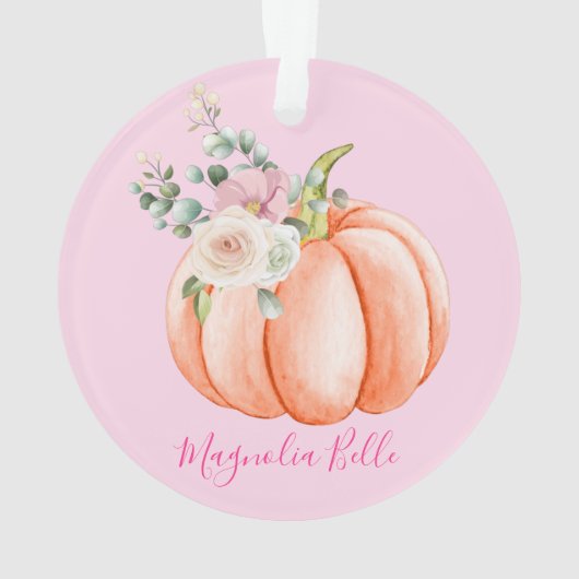 Niedlich Blush Pink Spring Floral Little Pumpkin N Ornament (Rückseite)
