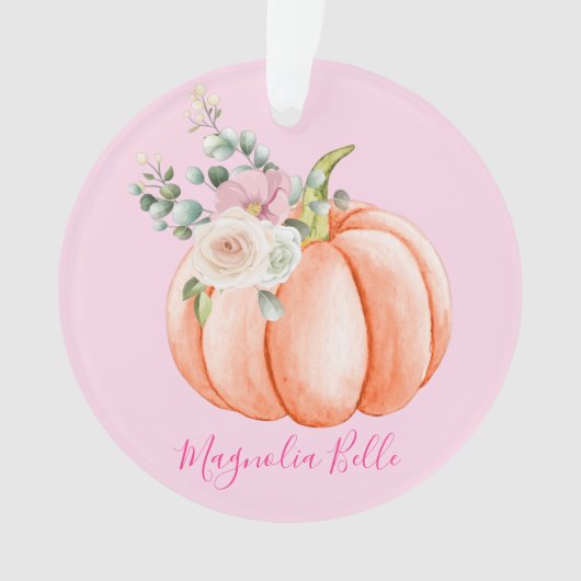 Niedlich Blush Pink Spring Floral Little Pumpkin N Ornament (Vorderseite)