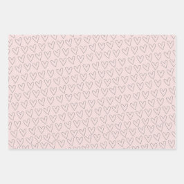 Niedlich Blush Pink Typografie Herz Valentins Geschenkpapier Set