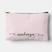 Niedlich Blush Pink White Script Typografy Monogra Zubehörtasche (Vorderseite)