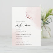 Niedlich Blush Wasserfarbe Butterfly Babydusche Einladung (Stehend Vorderseite)