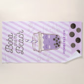 Niedlich Boba Bubble Tee Lila Streifen Strandtuch (Vorderseite)