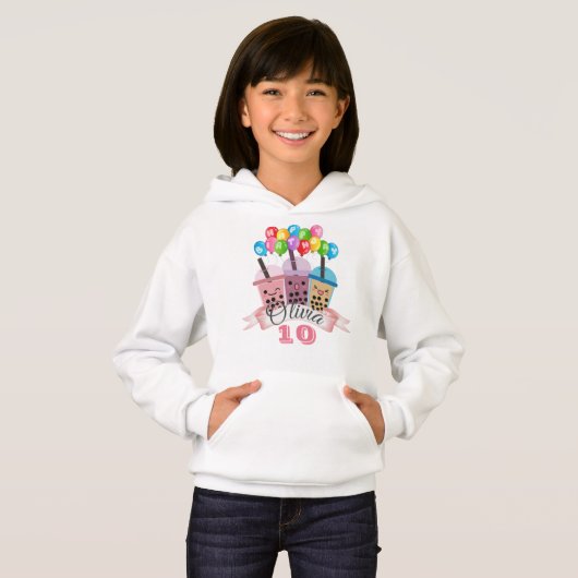 Niedlich Boba Tea Birthday Celebration Hoodie (Vorne ganz)