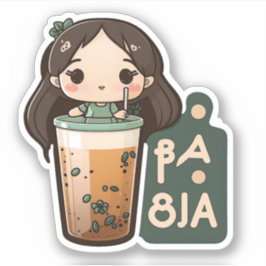 Niedlich Boba Tea Girl Aufkleber