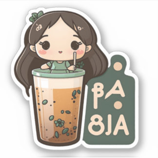 Niedlich Boba Tea Girl Aufkleber