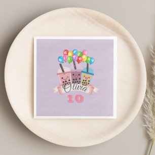 Niedlich Boba Tee Geburtstagsfeier Napkins Serviette