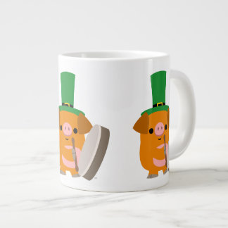 Niedlich Bodhran Playing Cartoon Pig Jumbo-Tasse