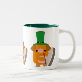 Niedlich Bodhran Playing Cartoon Pig Zweifarbige Tasse