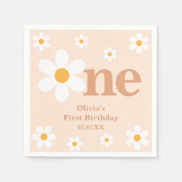 Niedlich Bohemische Daisy Erster Geburtstag Serviette