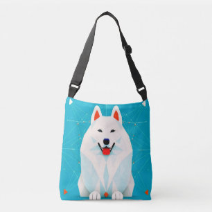 Niedlich Boho Abstrakt Art Samoyed Puppy Dog Tragetaschen Mit Langen Trägern