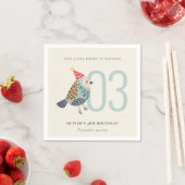 Niedlich Boho Aqua Blue Birdie Jegliches Geburtsta Serviette (Beispiel)