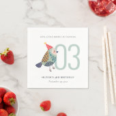 Niedlich Boho Aqua Blue Birdie Jegliches Geburtsta Serviette (Beispiel)