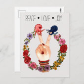 Niedlich Boho Aquarell Floral Octopus Peace Liebe  Postkarte (Vorne/Hinten)
