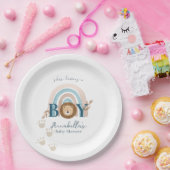 Niedlich Boho Baby Boy Lion Cub Pawprints Pappteller (Party)