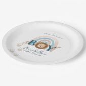 Niedlich Boho Baby Boy Lion Cub Pawprints Pappteller (Schrägansicht)