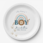 Niedlich Boho Baby Boy Lion Cub Pawprints Pappteller (Vorderseite)