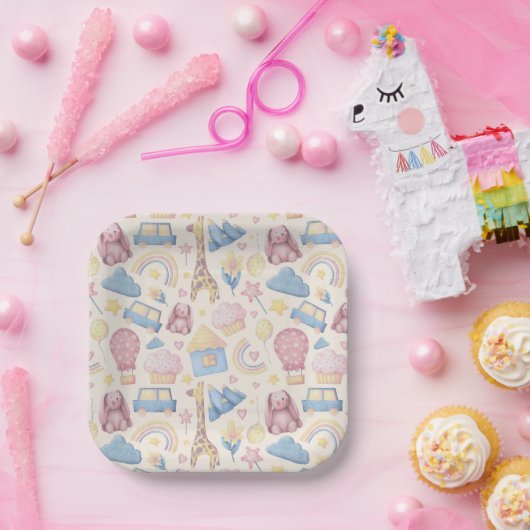 Niedlich Boho Baby Dusche Pappteller (Party)