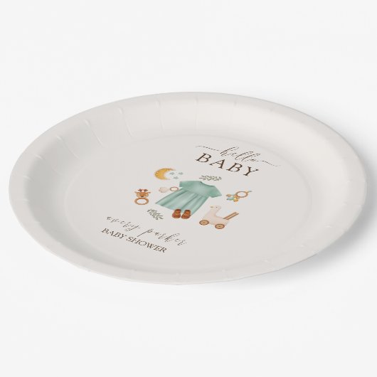 Niedlich Boho Baby Girl Clothes Kinderdusche Pappteller (Schrägansicht)