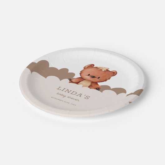 Niedlich Boho Bear Baby Dusche Pappteller (Schrägansicht)