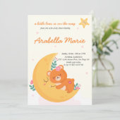 Niedlich Boho Bear Girl Babydusche Einladung (Stehend Vorderseite)