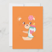 Niedlich Boho Bear Girl Babydusche Einladung (Rückseite)