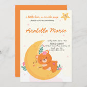Niedlich Boho Bear Girl Babydusche Einladung (Vorne/Hinten)
