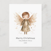 Niedlich Boho Beige Christmas Baby Angel Postkarte (Vorderseite)