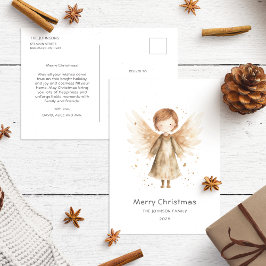 Niedlich Boho Beige Christmas Baby Angel Postkarte