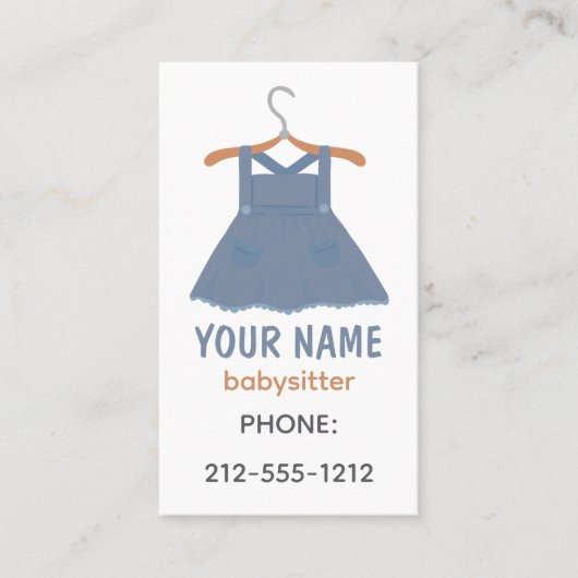Niedlich Boho Blue Dress Babysitter Visitenkarte (Vorderseite)
