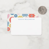 Niedlich Boho Blume Blue Individuelle Name Geschen Mitteilungskarte (Vorderseite/Rückseite Beispiel)