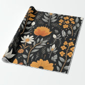 Niedlich Boho Blume Muster, Whimsical Floral Boho Geschenkpapier (Ungerollt)