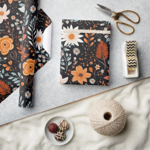 Niedlich Boho Blume Muster, Whimsical Floral Boho Geschenkpapier