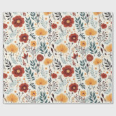 Niedlich Boho Blume Muster, Whimsical Floral Boho Geschenkpapier (Flach)