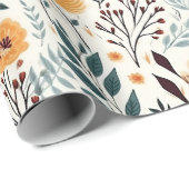 Niedlich Boho Blume Muster, Whimsical Floral Boho Geschenkpapier (Rolleneckpunkt)
